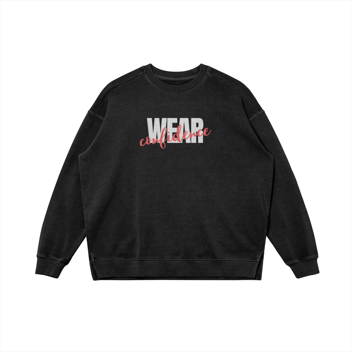 CONFIDENCE - Faded Fabric Look Sweatshirt