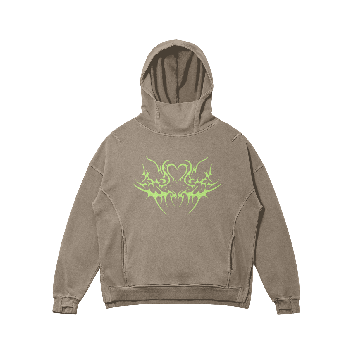 CONNECTED - Washed Fabric look Hight Collar Hoodie