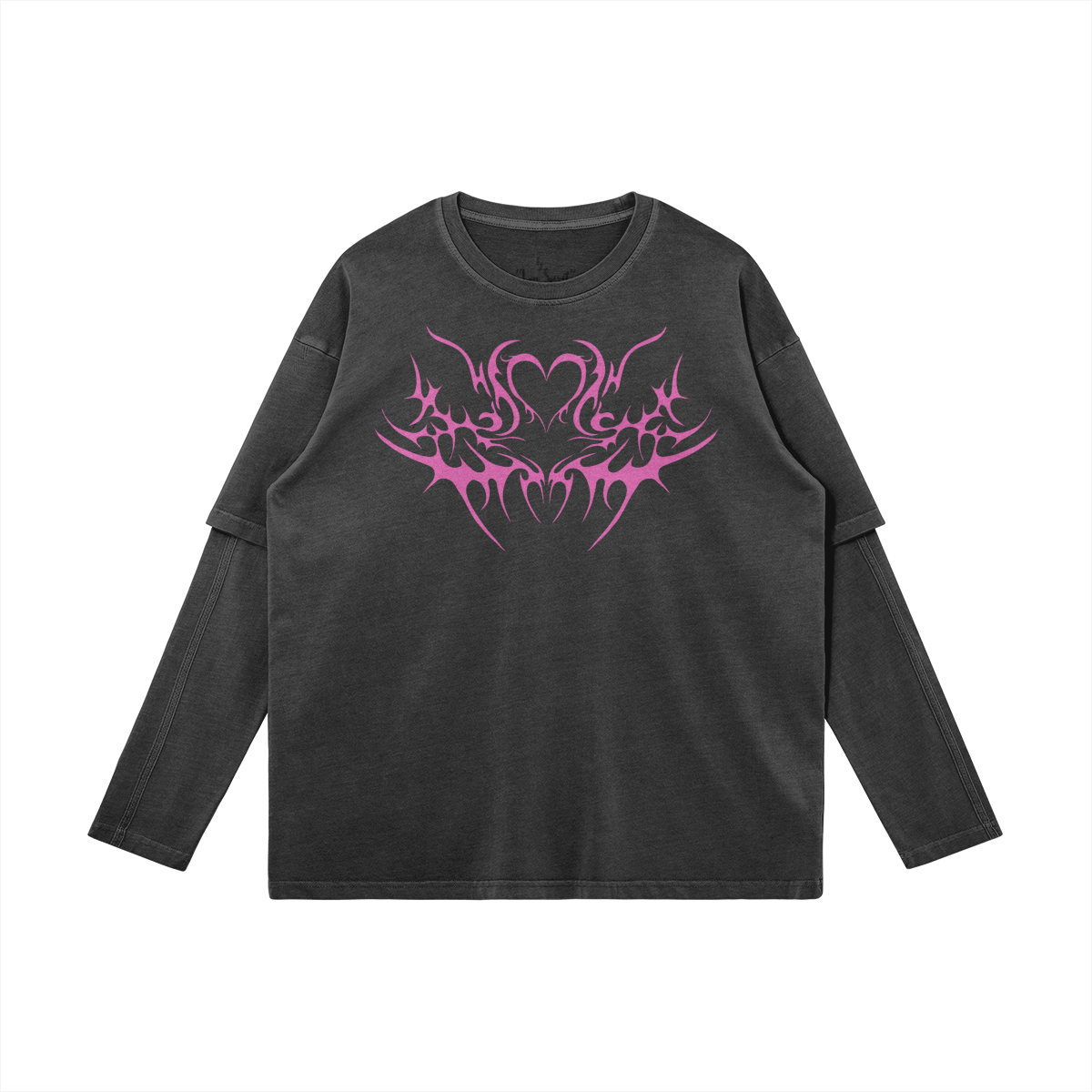 CONNECTED HEART - Washed Faux Layered Long Sleeve